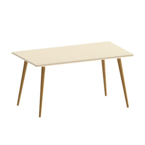 [OUTLET] Mesa de Jantar Retangular com Tampo de Vidro Veneza Plus Off White e Noce 160 cm