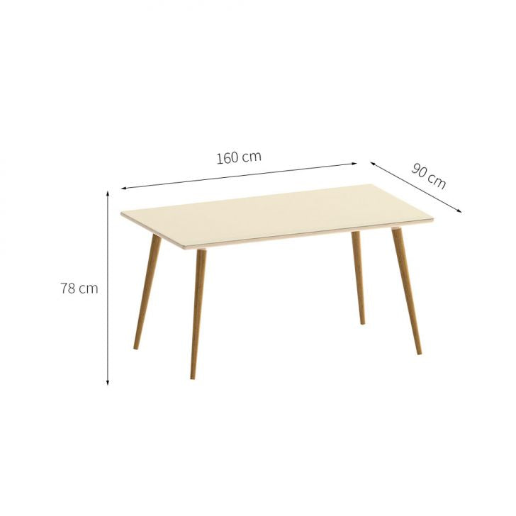 [OUTLET] Mesa de Jantar Retangular com Tampo de Vidro Veneza Plus Off White e Noce 160 cm