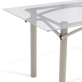 Mesa de Jantar Retangular com Tampo de Vidro Elba Cinza 150 cm