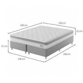 [OUTLET] Cama Box com Colchão Queen Sigma Molas Ensacadas (22x158x198) Branco e Cinza