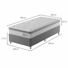 [OUTLET] Cama Box com Colchão Solteirão Sigma Molas Ensacadas (22x108x198) Branco e Cinza