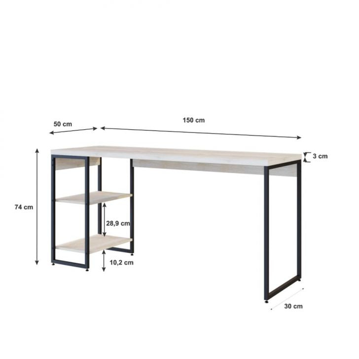 [OUTLET] Escrivaninha com Estante Studio Snow e Preta 74 cm