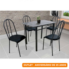 [OUTLET] Conjunto de Mesa com 4 Cadeiras Genebra Preto