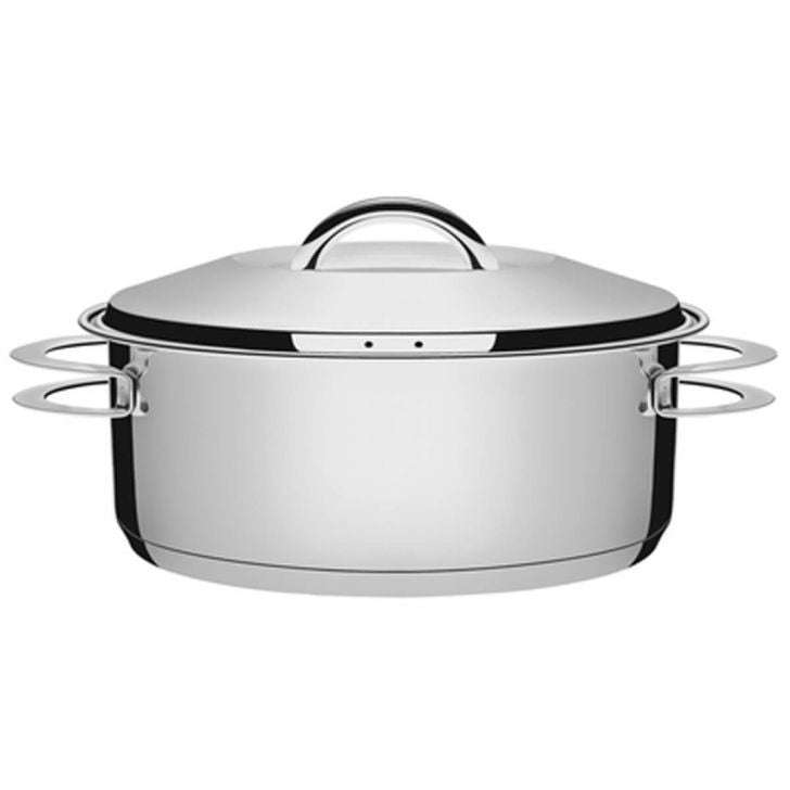 Panela de Fundo Triplo Rasa 4,7L Caçarola Inox com Tampa 24cm Tramontina Solar