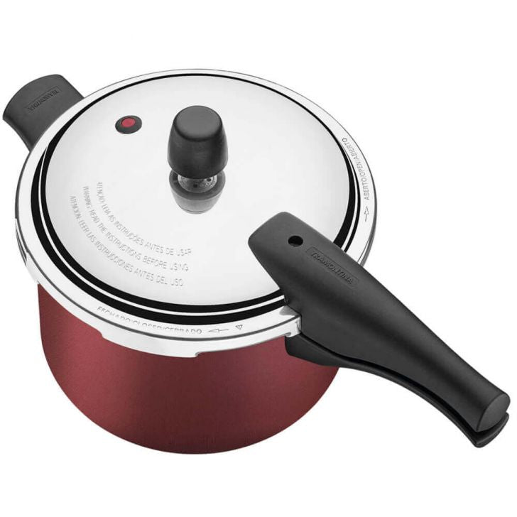 Panela de Pressão 4,5L Tramontina Vancouver Revestimento Antiaderente Starflon Max Vermelho