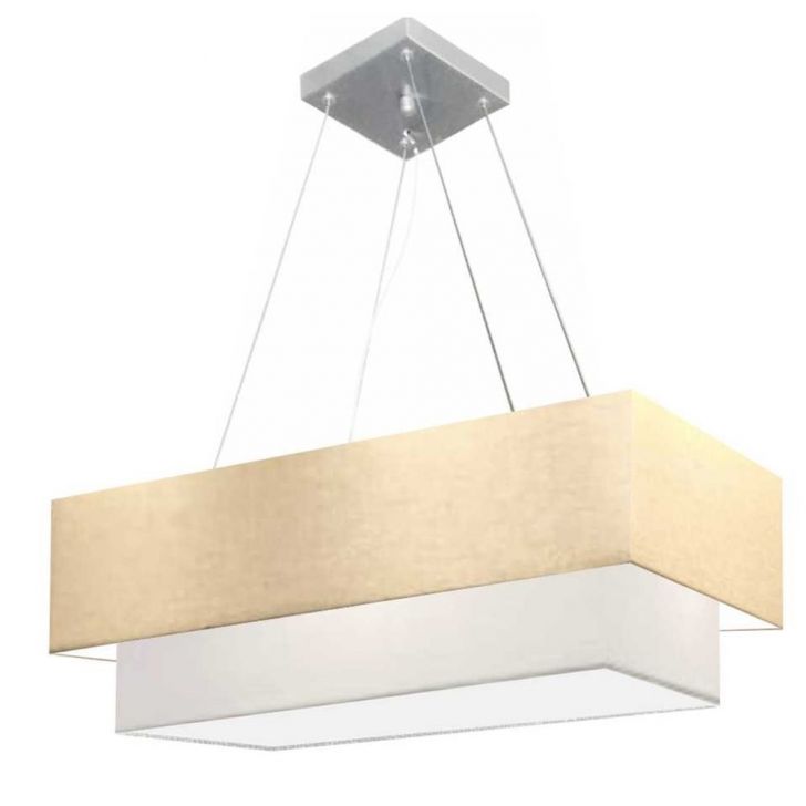 [OUTLET] Pendente Duplo Retangular Vivare Md-4322 Cúpula em Tecido 99x40cm x 80x30cm LA/BR - Bivolt