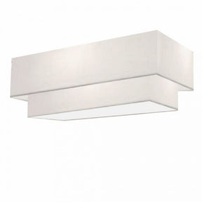 Plafon Duplo Retangular Vivare Md-3044 Cúpula em Tecido 70x30cm x 60x25cm Branco - Bivolt