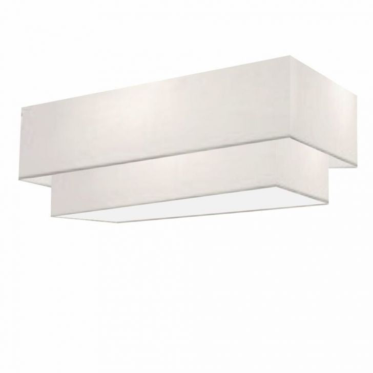 Plafon Duplo Retangular Vivare Md-3044 Cúpula em Tecido 70x30cm x 60x25cm Branco - Bivolt