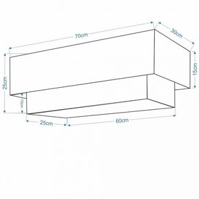 Plafon Duplo Retangular Vivare Md-3044 Cúpula em Tecido 70x30cm x 60x25cm Branco - Bivolt